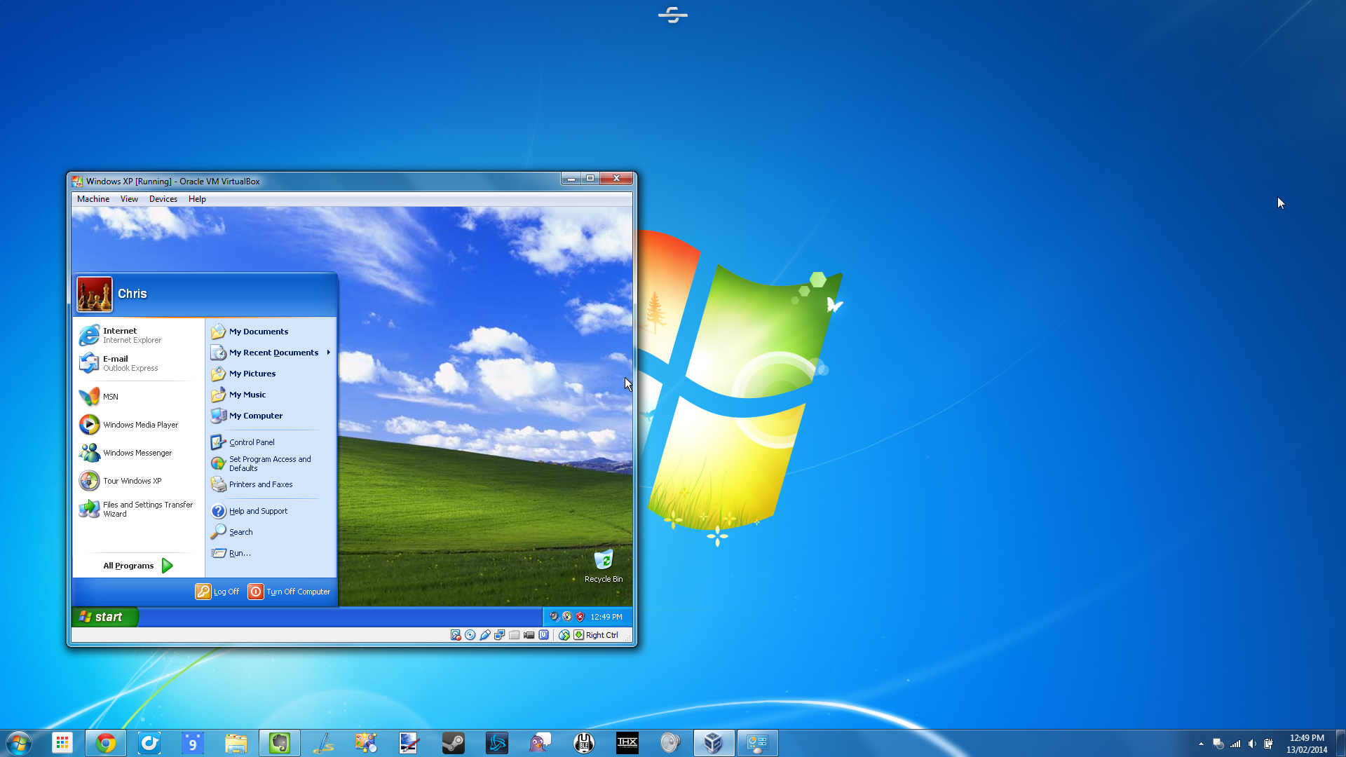 Install xp virtual machine on windows 7